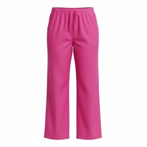 Womens Bright Pink Wide Leg Scrub Pants Drawstring Waist 2XL